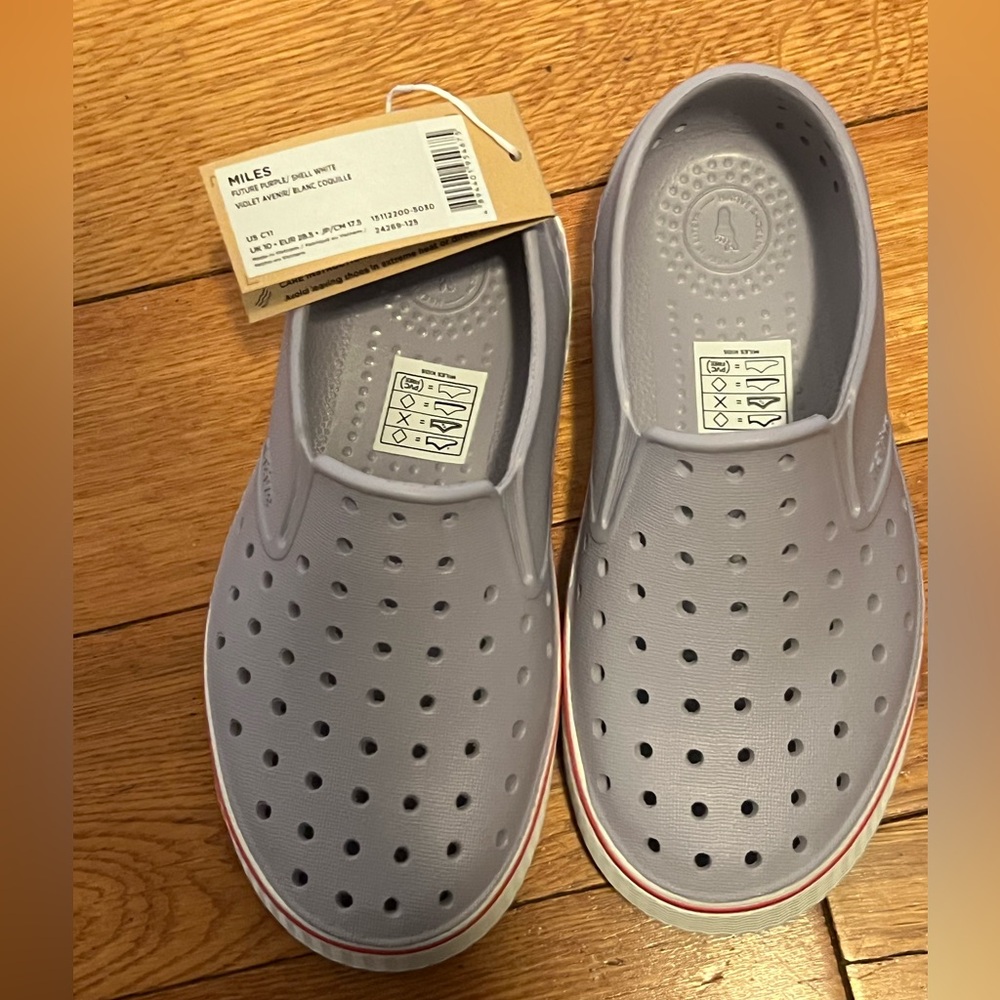 New In Box Native Miles Future Purple/Shell White C11 Toddler Slip On Shoes
